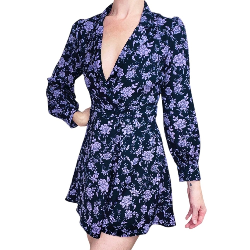 Zara Black & Purple Floral Long Sleeve Bohemian Romper